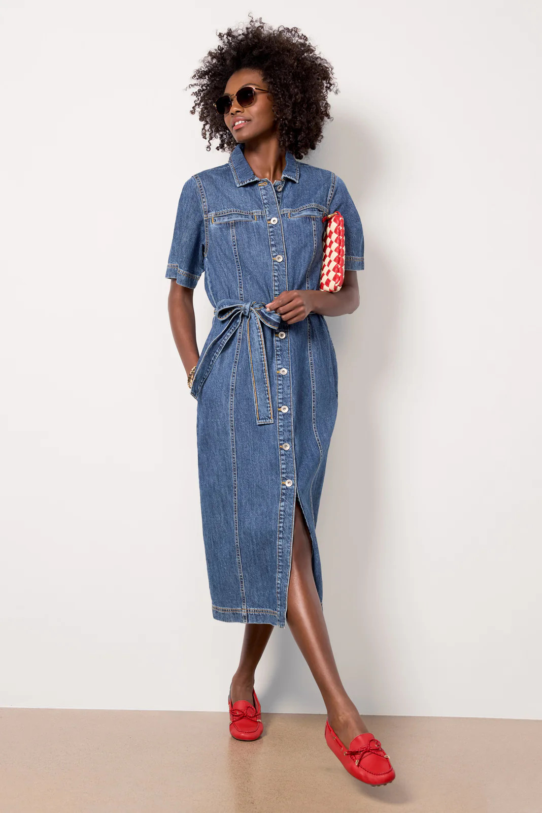 Alma Denim Midi Dress | Evereve