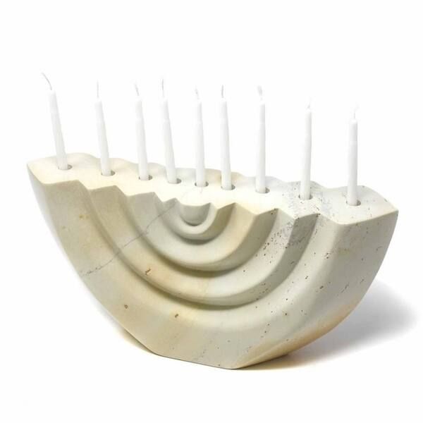 Handmade Carved Soapstone Menorah, White Etched | Bed Bath & Beyond