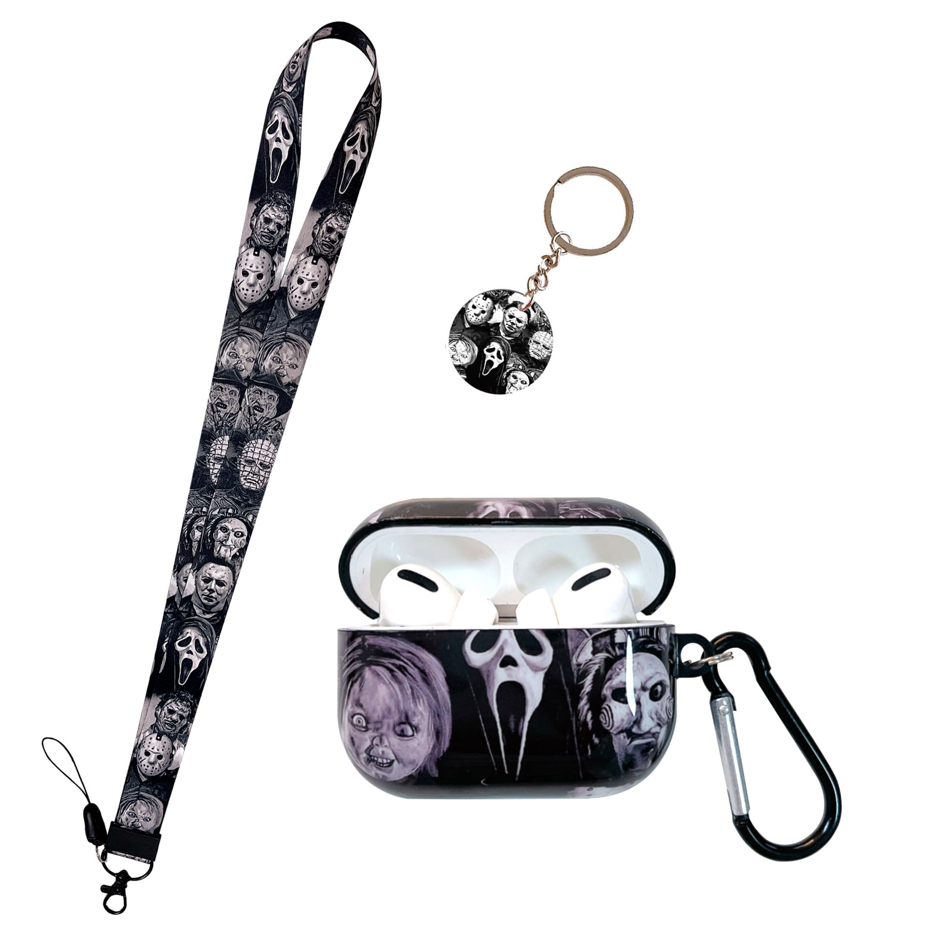 Cool Thrilling Scream Pattern Air pod Pro Soft TPU Case，with Horror Keychain and Lanyard，Desi... | Amazon (US)