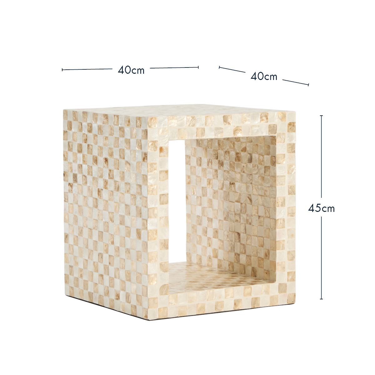 Soho Natural Capiz Check Side Table [MUSLSOHST25A] | Pillow Talk AU