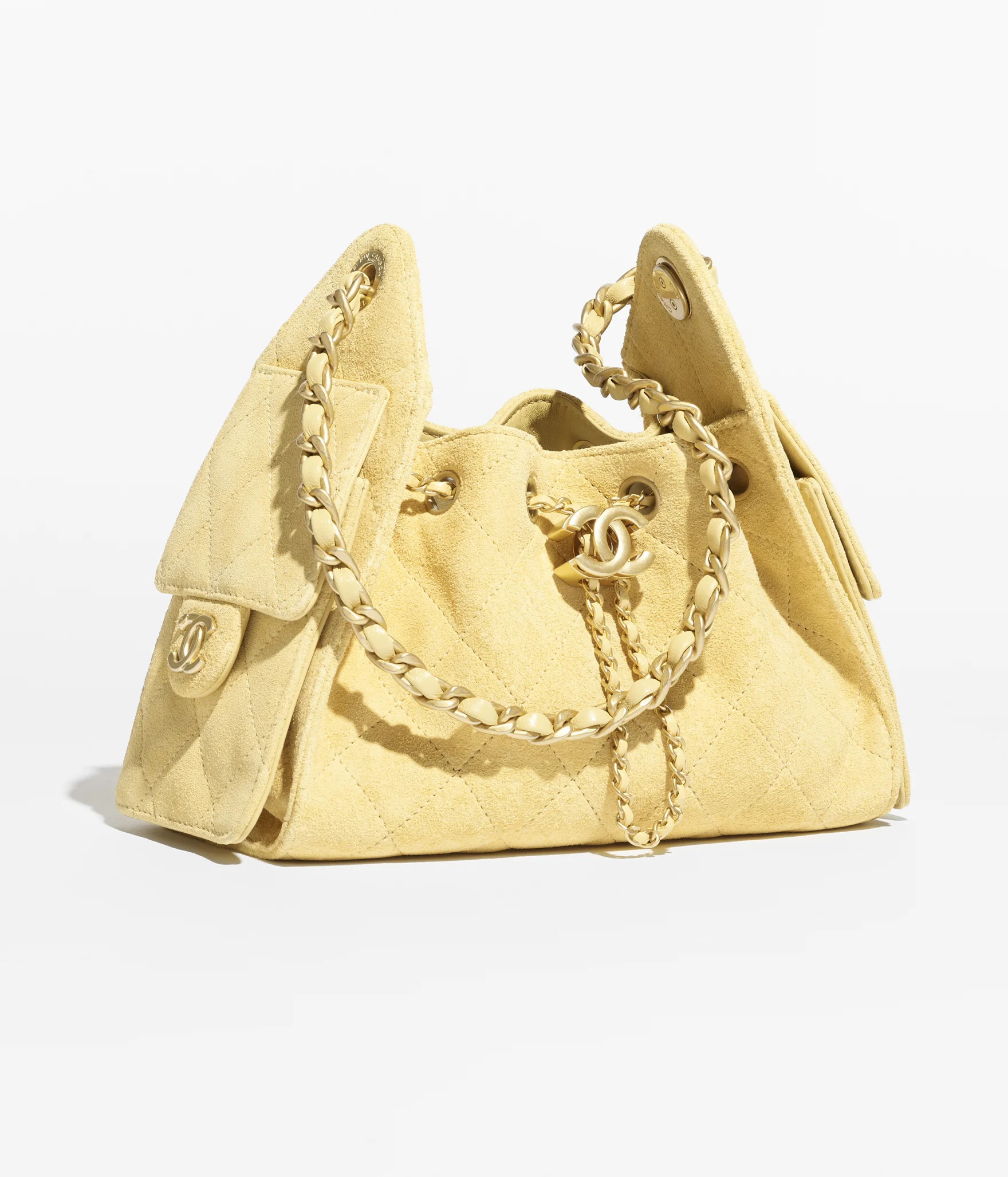 Chanel 25 mini handbag, Suede calfskin & gold-tone metal, yellow — Fashion | CHANEL | Chanel, Inc. (US)