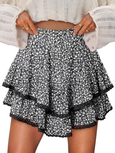 onlypuff Flowy Shorts Ruffle Skorts Mini Skirts Tennis Skort Summer Shorts | Amazon (US)