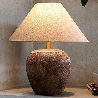 HATUO Rustic Farmhouse Clay Pot Table Lamps 19.6" Tall Ceramic Table Lamp, American Southwestern ... | Amazon (US)