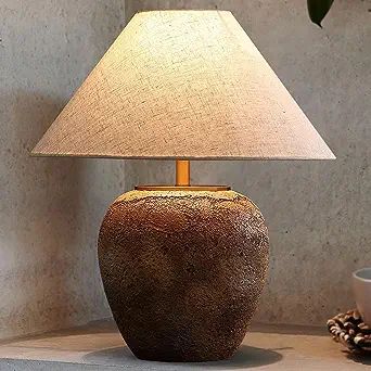 HATUO Rustic Farmhouse Clay Pot Table Lamps 19.6" Tall Ceramic Table Lamp, American Southwestern ... | Amazon (US)
