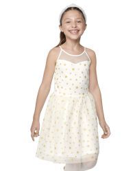 Girls Glitter Star Mesh Dress - bunnys tail | The Children's Place