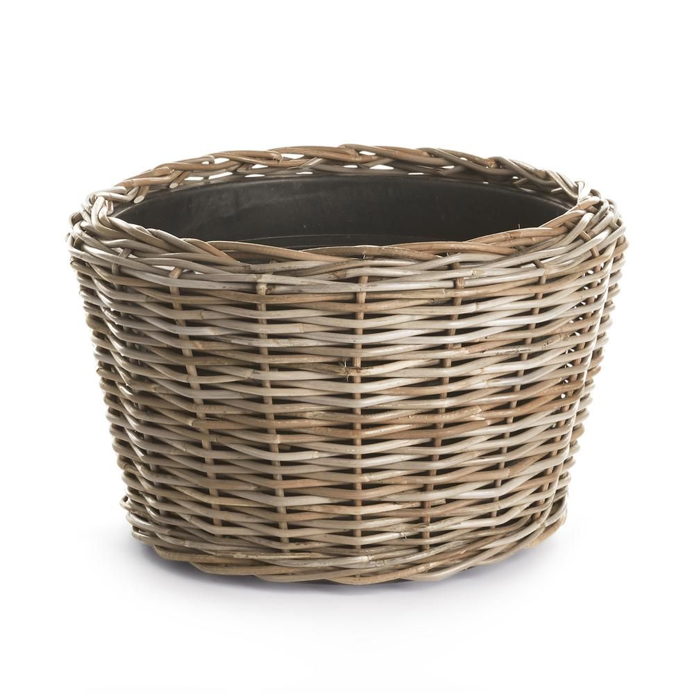 NAPA, LLC 21.25 in. Woven Dry Basket Wood Planter, Natural | The Home Depot