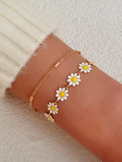 Flower Decor Layered Bracelet | SHEIN