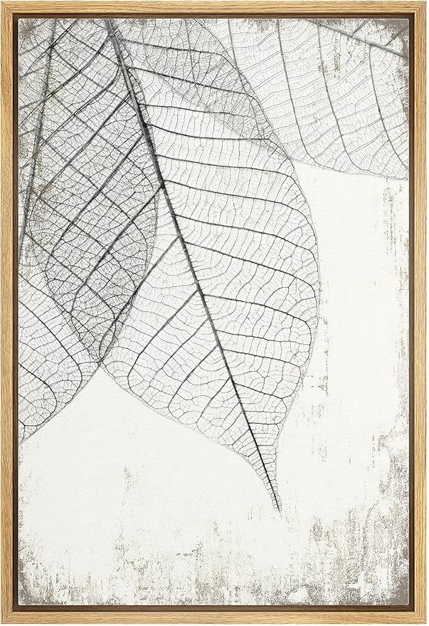 wall26 Framed Canvas Print Wall Art Hanging Transparent Black & White Grunge Leaves Floral Nature... | Amazon (US)