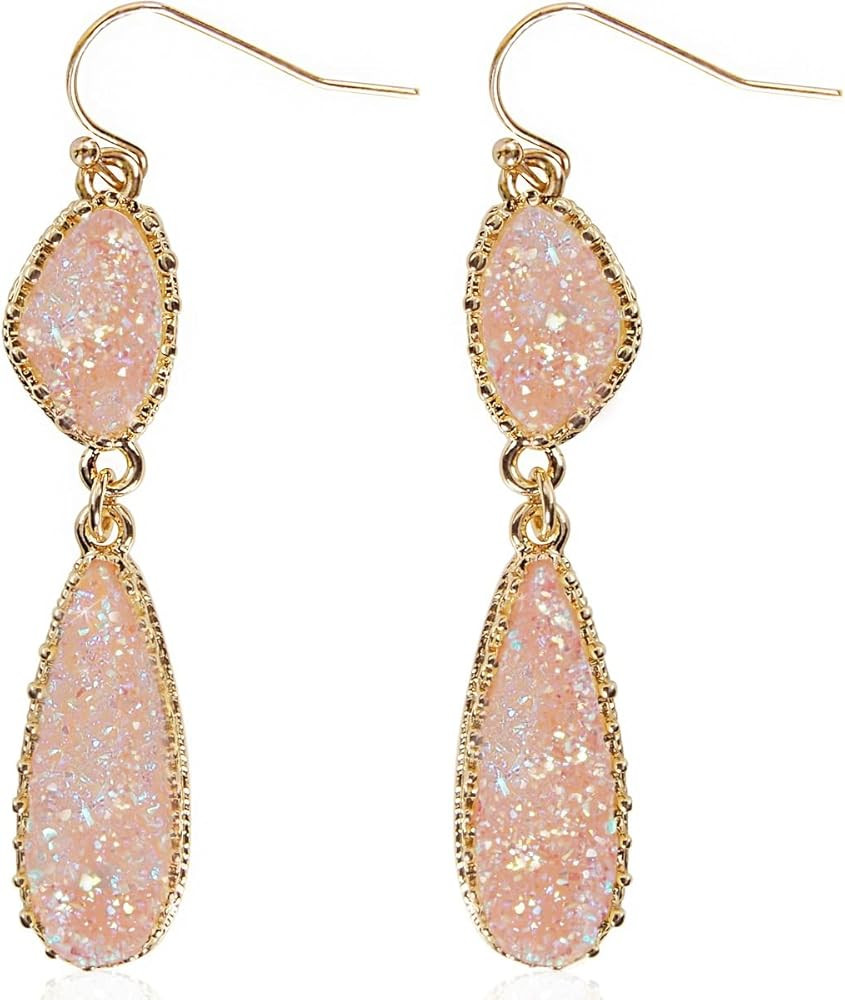 Simulated Druzy Dangle Earrings for Women - Gold, Silver, or Rose Gold Tone Boho Earrings for Wom... | Amazon (US)