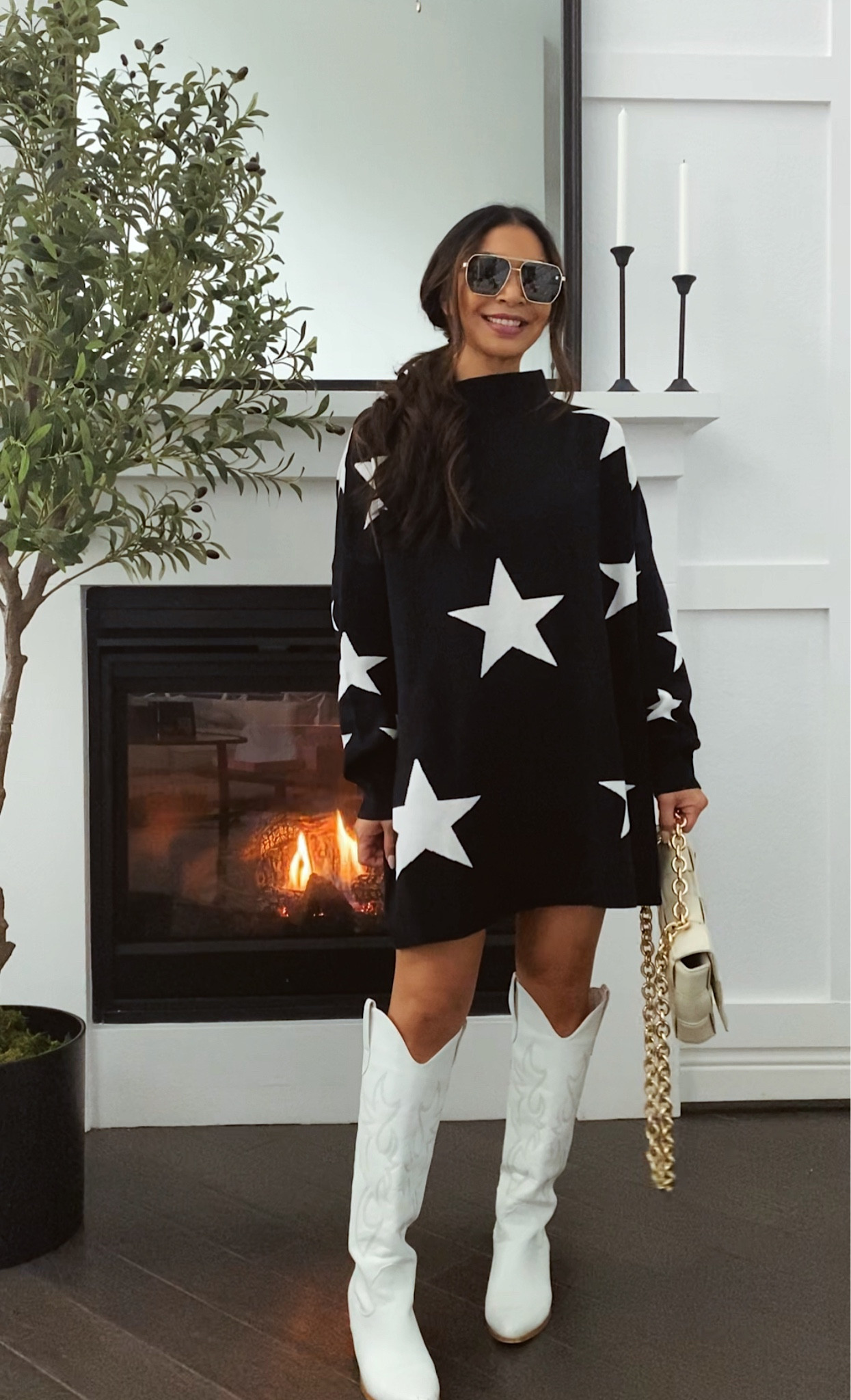 Star sweater dress
Size up for length 
This whole look is from Amazon 

#LTKstyletip #LTKover40 #LTKfindsunder50