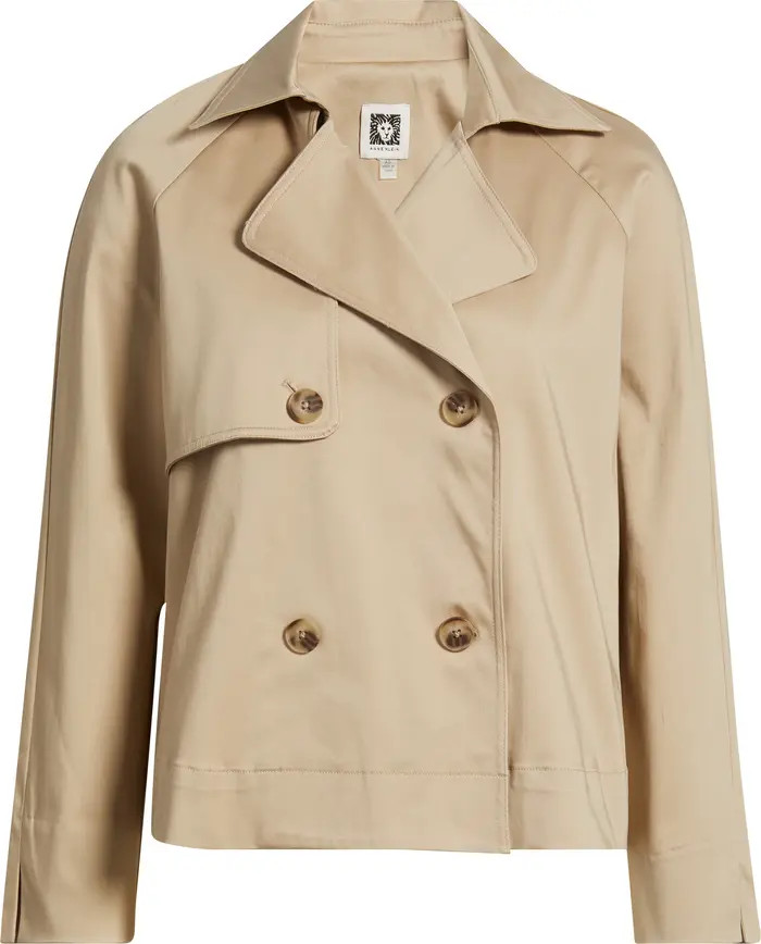 Short Double Breasted Cotton Blend Trench Coat | Nordstrom
