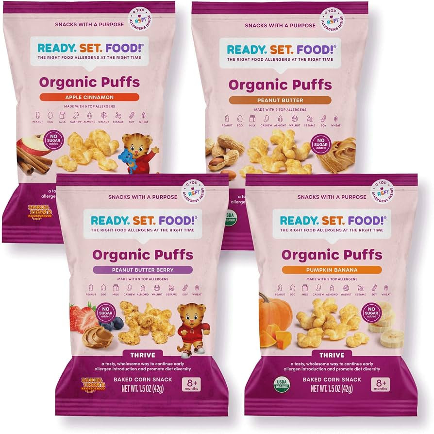 Organic Puffs - Early Allergen Introduction Snack Puffs w/ 9 Top Allergens by Ready Set Food, No ... | Amazon (US)