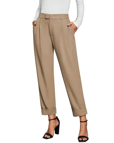 GRAPENT Stretchy Fall Pants for Women Khaki Pants Women Womens Cropped Pants Dressy Casual Women's Cropped Pants Dressy Outfits for Women 2024 Khaki Size Large US Size 12 to Size 14 | Amazon (US)