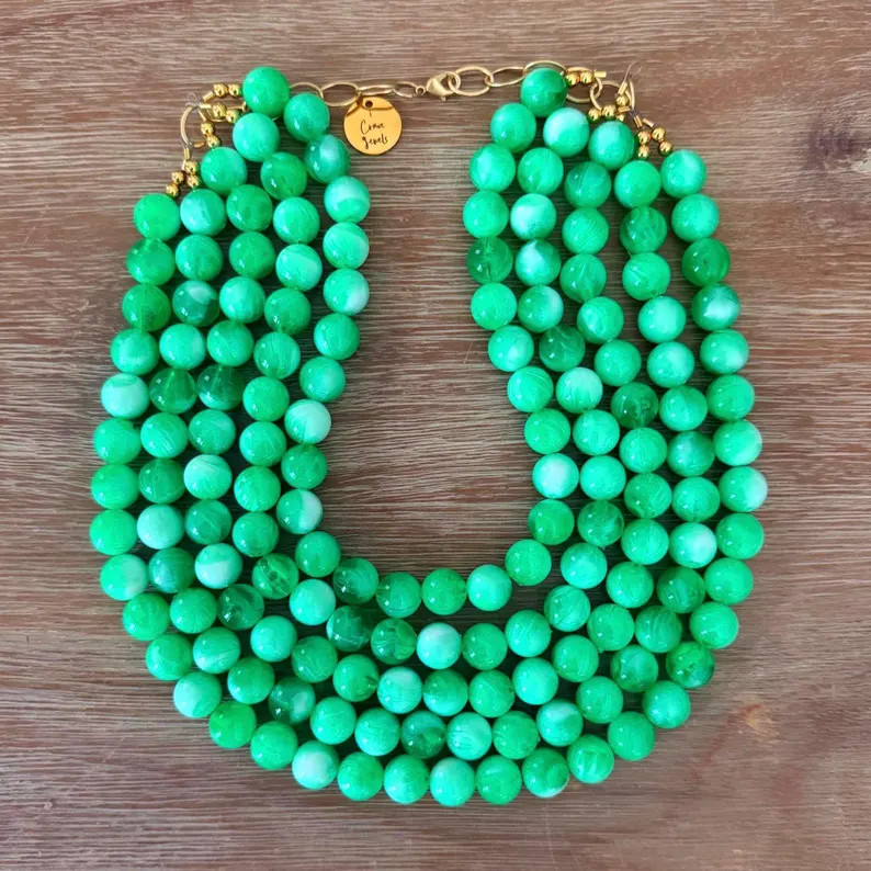 Colony Necklace Kelly Green Jewelry Emerald Necklace - Green Beaded Necklace - Green Jewelry - Sh... | Etsy (Global)