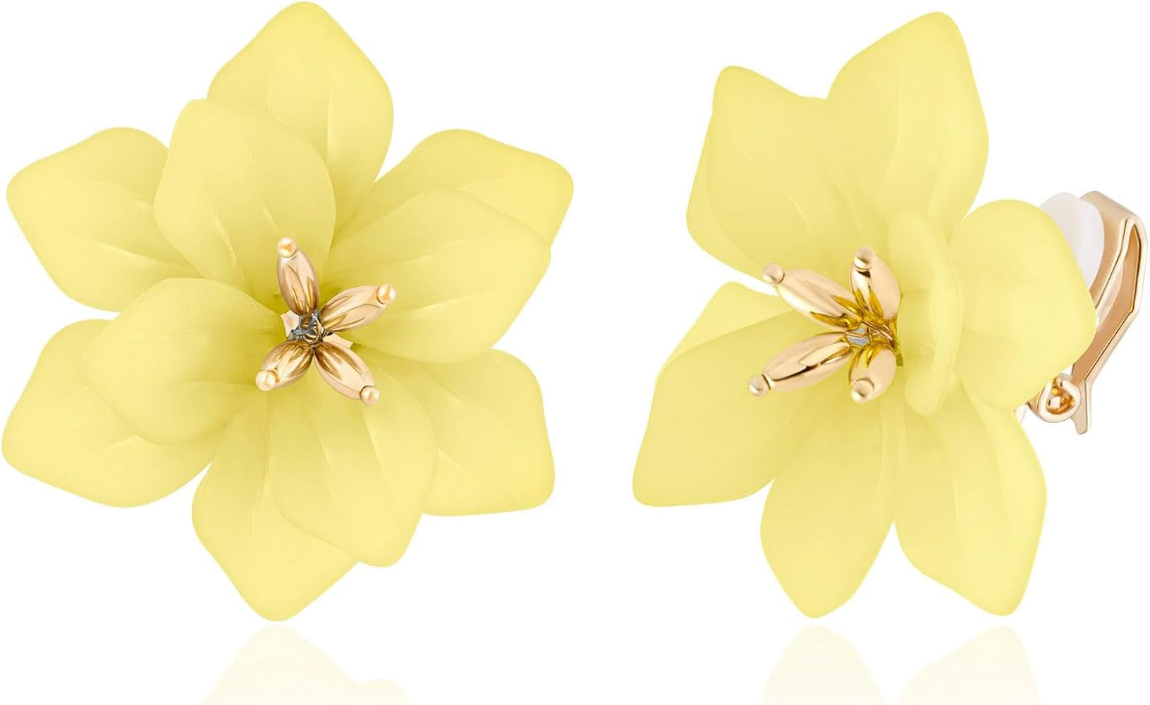 LAXPICOL Fashion Big Flower Clip On Earrings For Women Cute Lovely Acrylic Flower Earrings No pie... | Amazon (US)