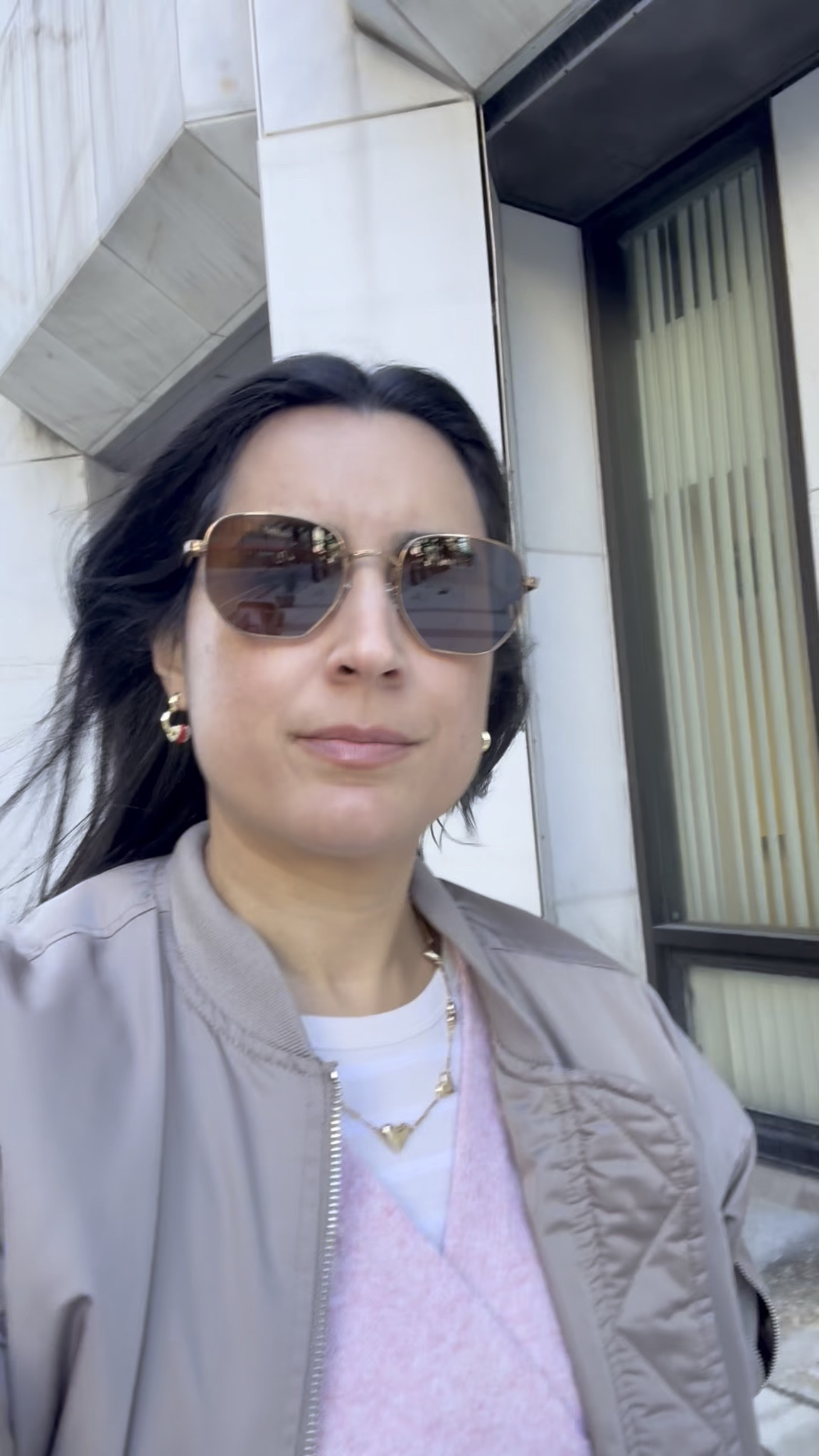 Work outfit of the day on an unsually chilly morning in South Florida ❄️ 

Paired a comfy wrap sweater (size Medium) with a T-shirt underneath to make sure I stayed warm. Abercrombie bomber jacket (also in Medium), and some heart jewelry since this was from back in February 🤍 Valentines vibes all February long 😜 

outfit of the day • business casual outfit • work outfit • women’s workwear • women’s business casual outfit • cool weather outfit • work outfit of the day 

#LTKWorkwear #LTKootd #LTKdayinmylife