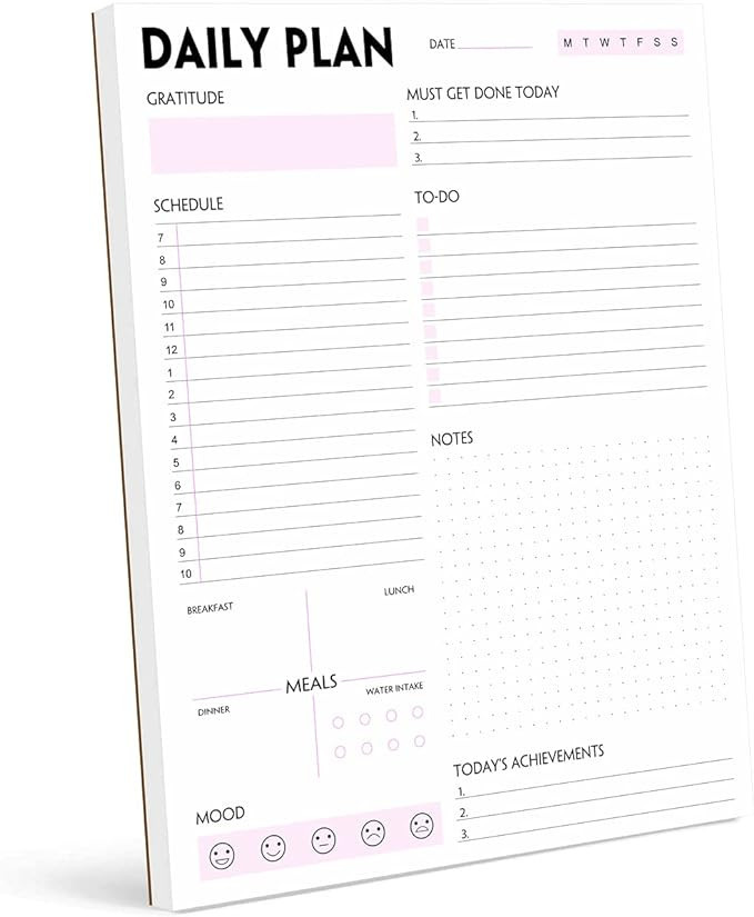 Daily Planner Notepad - Tear-Off Daily Planning Pad, Organizer with To Do Lists, Schedule, Appoin... | Amazon (US)