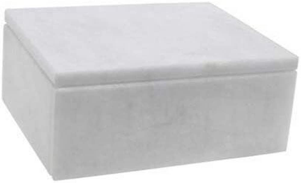 KhanImports Decorative White Marble Box, Stone Box with Lid - Rectangular, 5 Inch | Amazon (US)