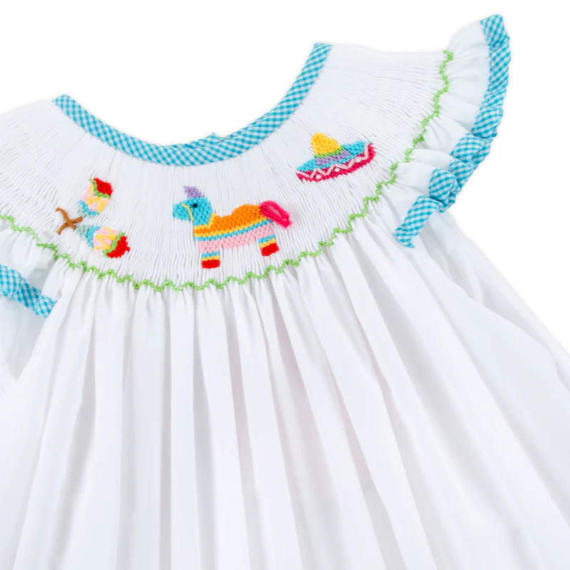Fiesta Smocked White Angel Sleeve Dress | Classic Whimsy