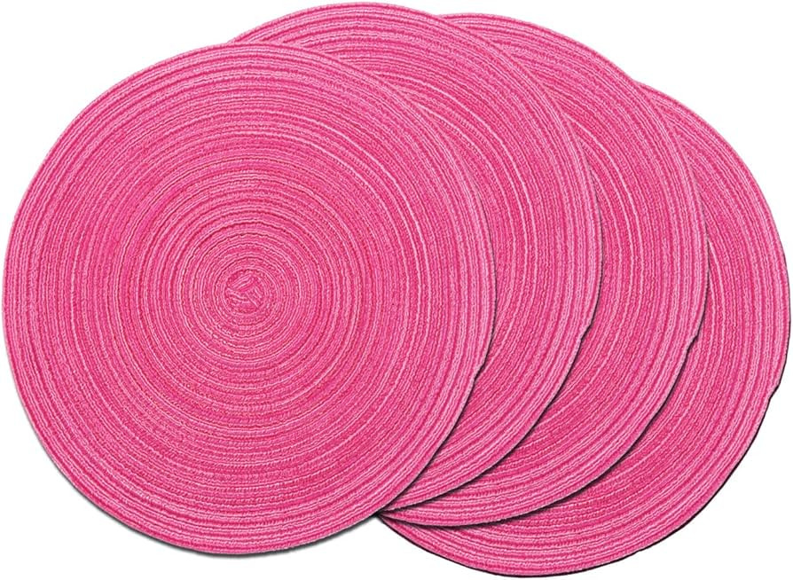 SHACOS Round Placemats Set of 4 Round Table Placemats Braided Cotton Place Mats 15 inch for Kitch... | Amazon (US)