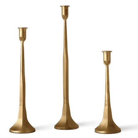 Cast Iron Taper Candle Holder Set of 3, Tall Candlestick Holders for Dining Table Centerpiece Decor, Vintage Candle Stick Holders, Decorative Candle Stands for Wedding Decoration, Antique Brass | Walmart (US)