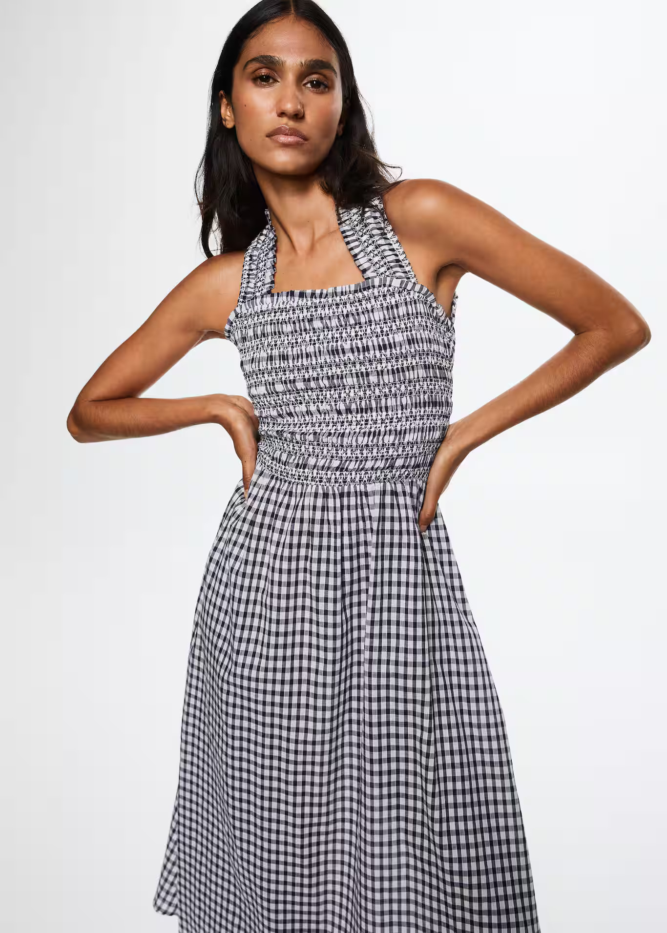Gingham check cottoned dress | MANGO (US)