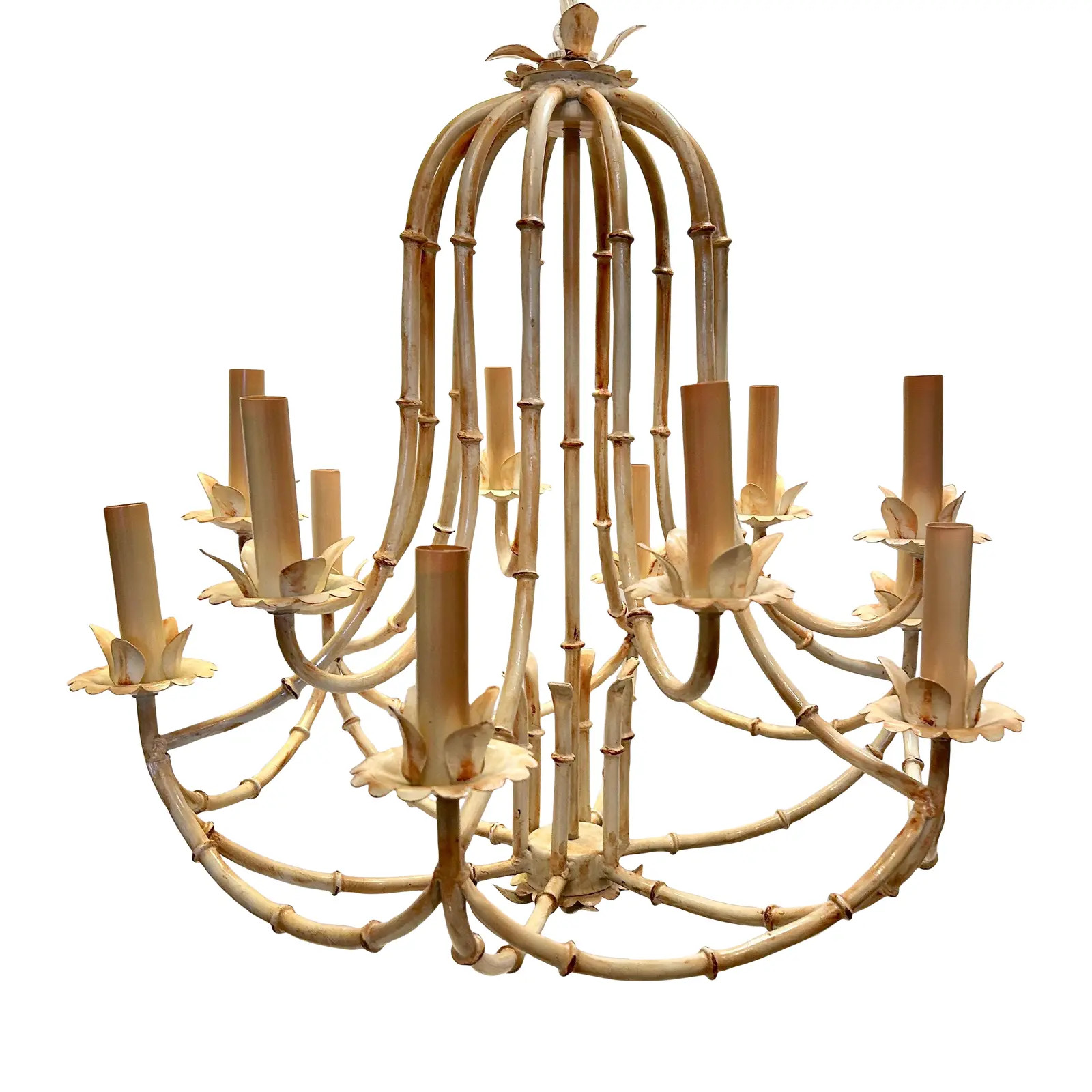 1960s 12 Light Lightolier Bamboo Chandelier | Chairish