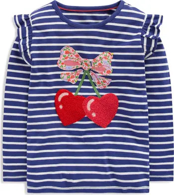 Mini Boden Kids' Stripe Appliqué Long Sleeve Cotton Graphic T-Shirt | Nordstrom | Nordstrom