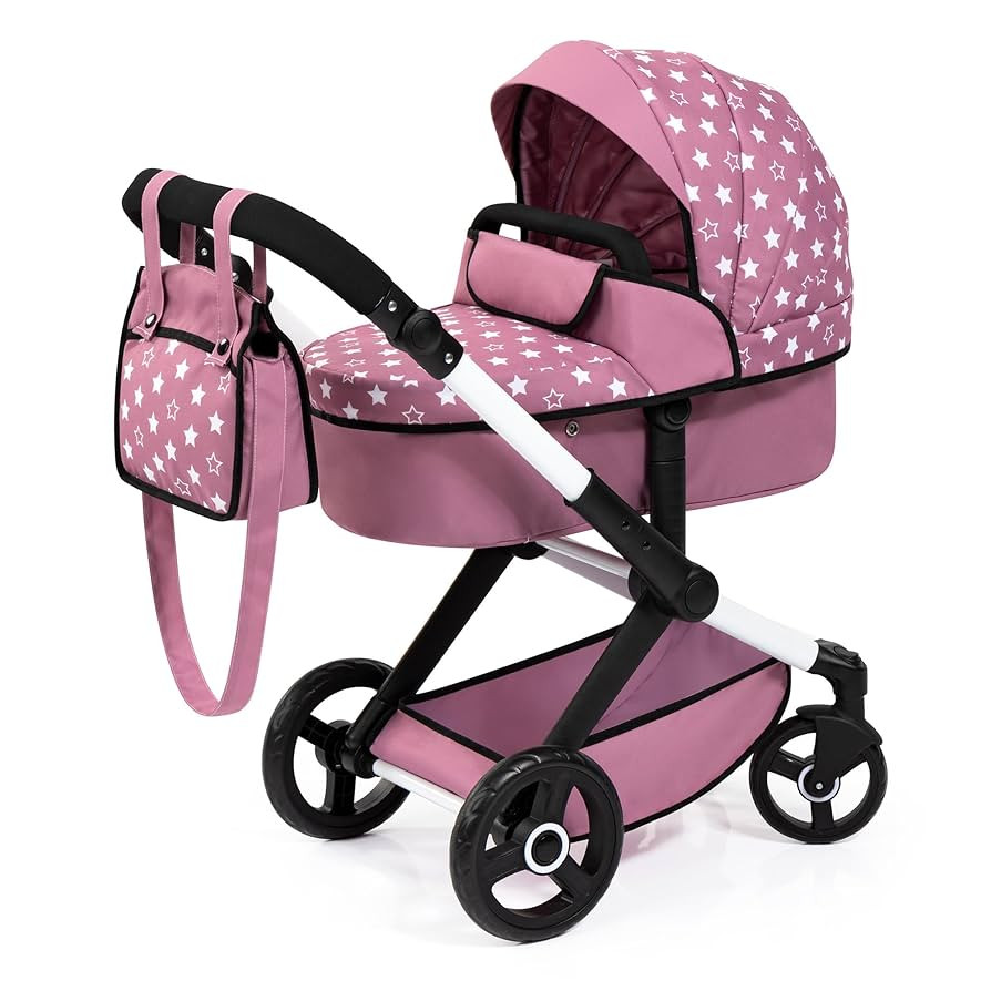 Bayer: Xeo Pram - Pink, White, Stars - Dolls Up to 18", Shoulder Bag, Convertible to Pushchair, A... | Amazon (US)