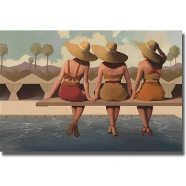 Poolside Chat by Jacqueline Osborn Premium Gallery Wrapped Canvas Giclee Art - 16 x 24 x 1.5 in. | Walmart (US)