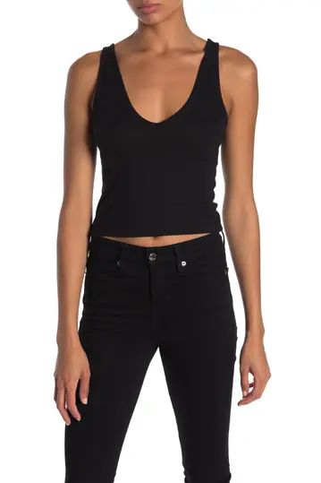 Double V-Neck Ribbed Crop Tank Top | Nordstrom Rack