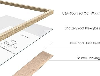 Haus and Hues 12"x16" Beige Oak Wood Frames Set of 1 - 12x16 Poster Frames Frame for Wall Art, Fr... | Amazon (US)