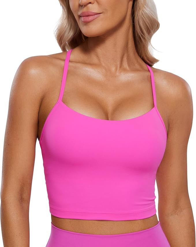 CRZ YOGA Womens Butterluxe Y Back Longline Sports Bras - Spaghetti Straps Racerback Padded Yoga B... | Amazon (US)