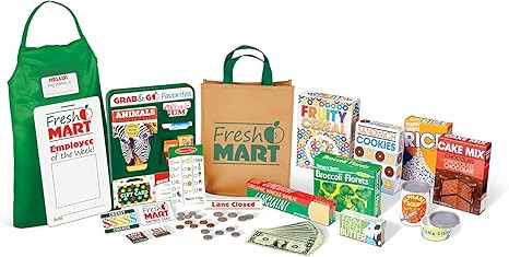 Melissa & Doug Fresh Mart Grocery Store Play Food and Role Play Companion Set - Kids Pretend Groc... | Amazon (US)