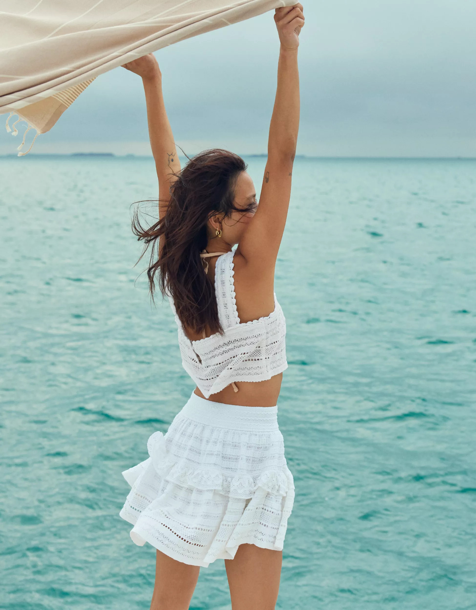 Aerie Textured Lace Ruffle Mini Skirt | American Eagle Outfitters (US & CA)