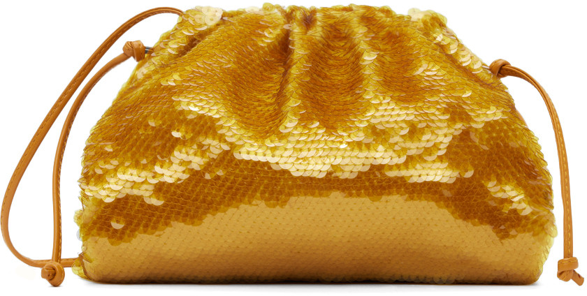 Bottega Veneta Gold Sequinned Pouch | SSENSE