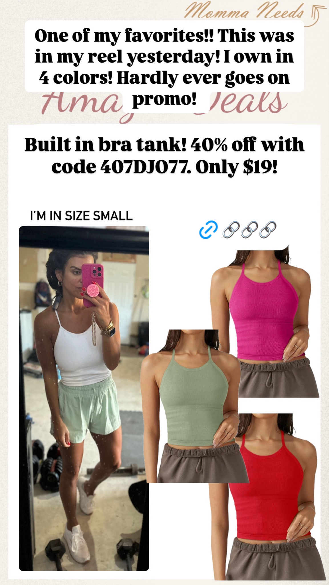 My fav workout tank in n promo until 11/15! 

I’m wearing a small in the tank and a medium in the shorts

40% off with code 407DJO77
Only $19!


#LTKSaleAlert #LTKFitness #LTKActive