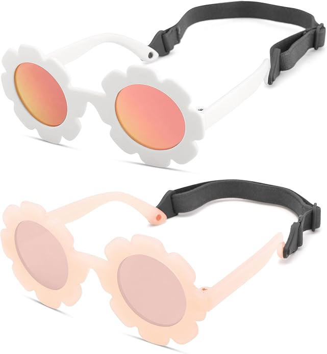 Hycredi Flexible Bendable Flower Baby Polarized Sunglasses with Strap for Newborn Infant Girls Ag... | Amazon (US)