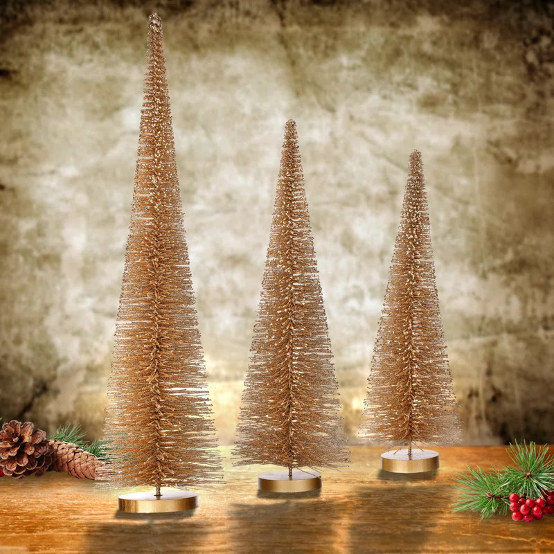 15/18/24" Glitter Bristle Tree Set of 3 (Set of 3) | Wayfair North America