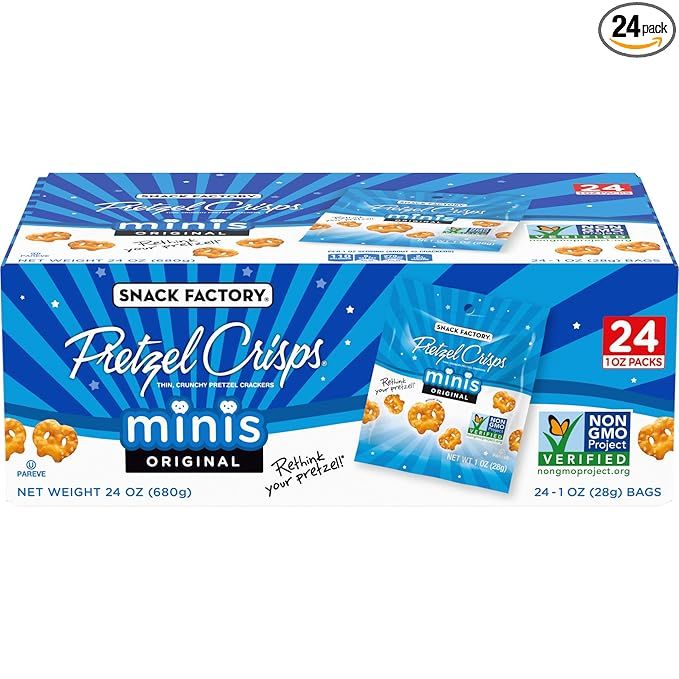 Snack Factory Pretzel Crisps Minis Original Flavor, Snack Packs Individual Sized, 24 Count | Amazon (US)