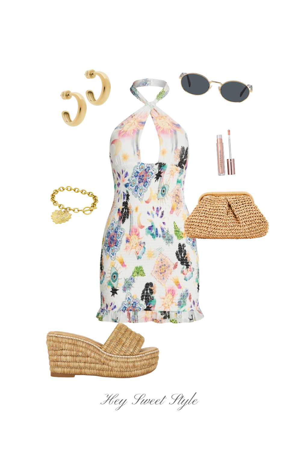 Vacation Outfit: Smocked Halter Dress 🌊🍉☀️🐚 

 