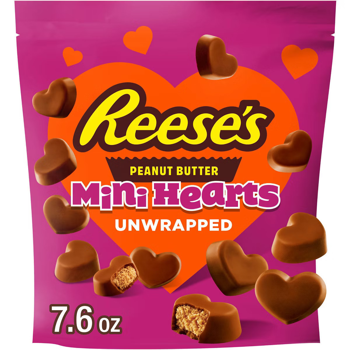 Reese's Unwrapped Mini Hearts Valentine's Day Candy Pouch - Peanut Butter - 7.6oz | Target