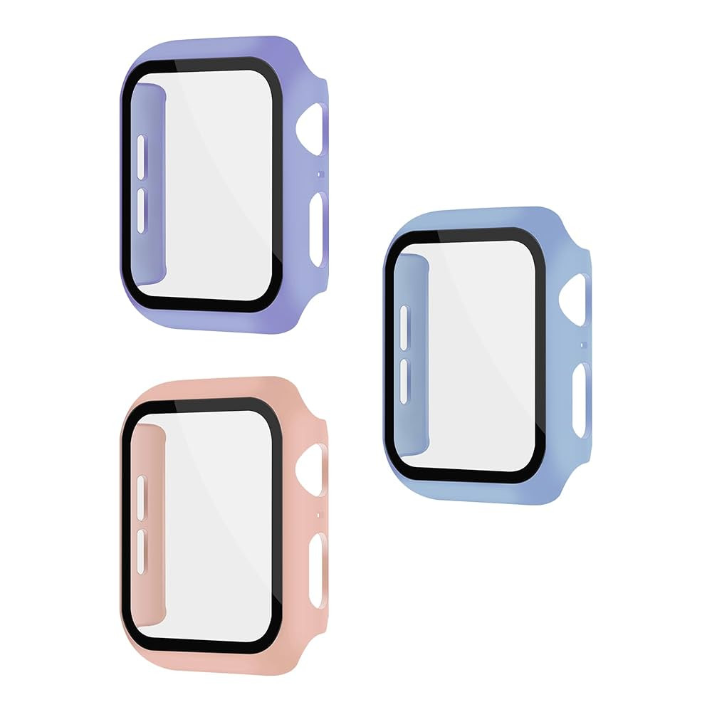 3 Pack Multi-Color Cases with Tempered Glass Screen Protector for Apple Watch Series 6/5/4 SE(2nd... | Amazon (US)