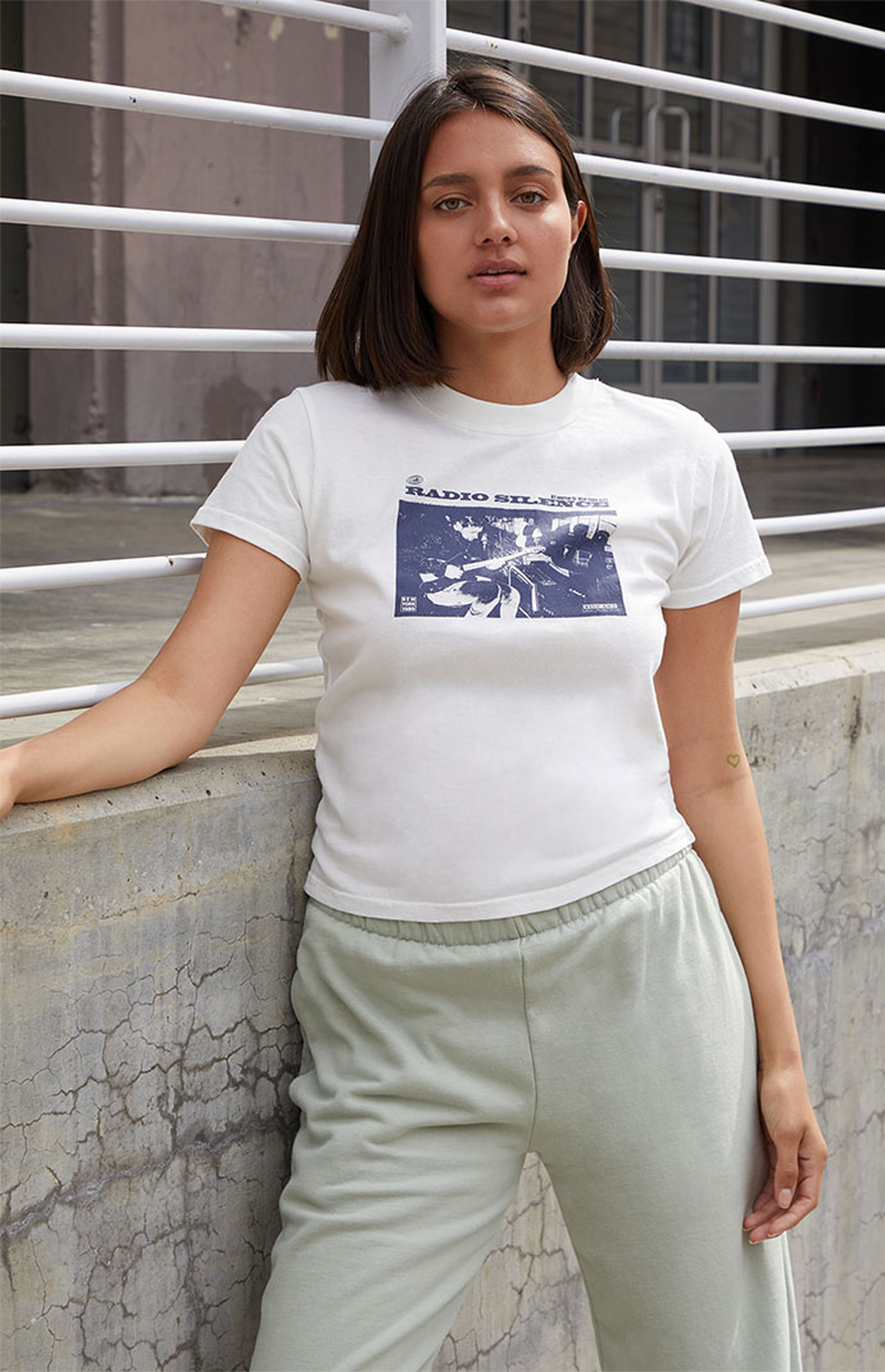 John Galt White Chloe Radio Silence T-Shirt | PacSun