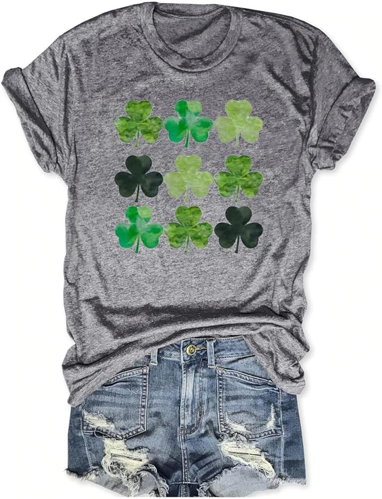 Beopjesk Women's St Patrick's Day T-Shirt Lucky Irish Shamrock Paddy's Day Graphic Tees Tops | Amazon (US)