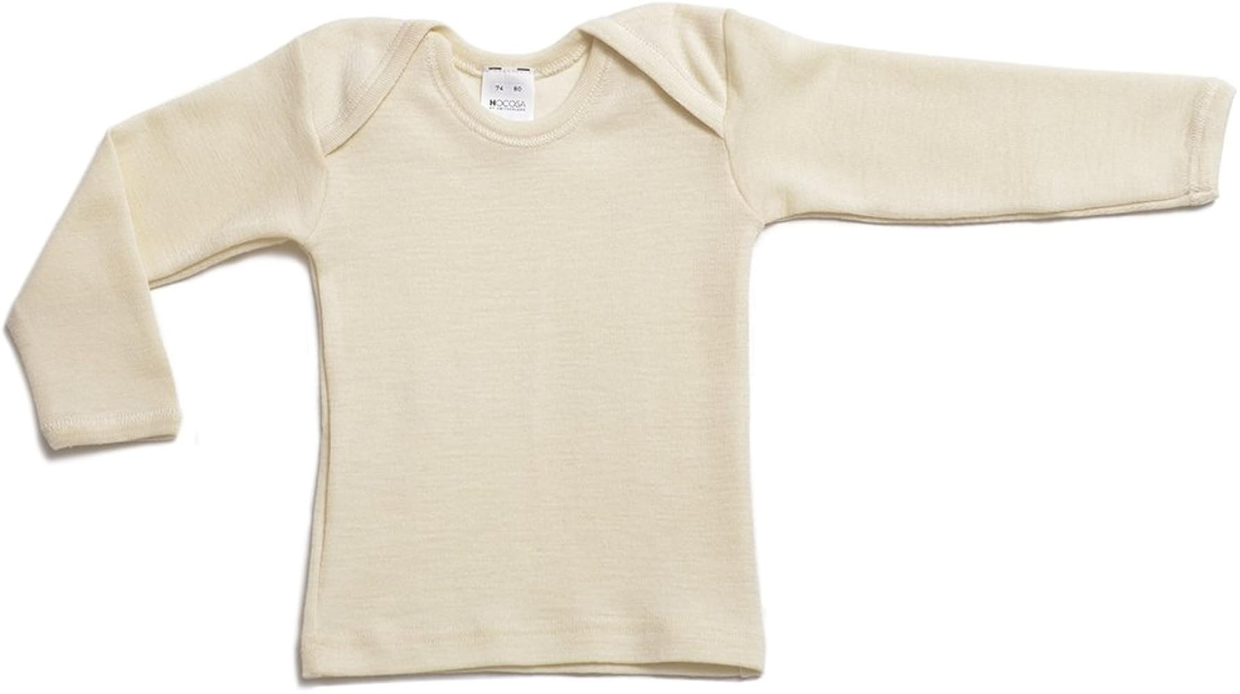 Hocosa Organic Merino Wool Baby Shirt, Long Sleeves, Envelope Neckline. | Amazon (US)