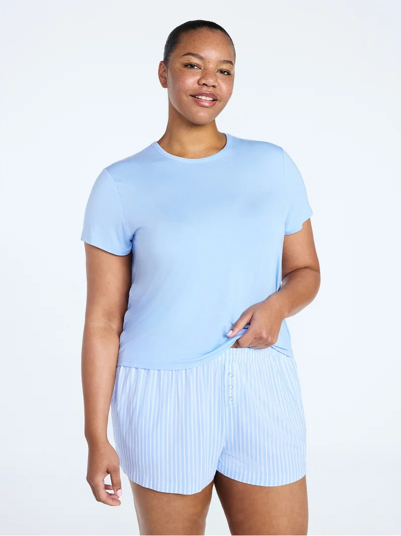 Joyspun Women’s Scoop Neck Sleepwear Modal Tee with Short Sleeves, Sizes S-3X | Walmart (US)