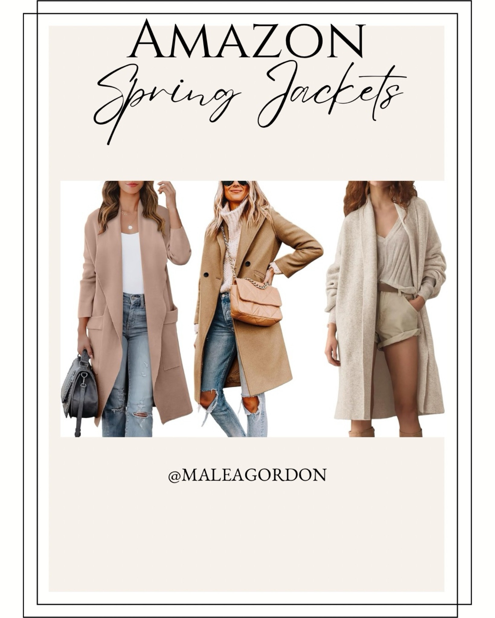 Under $60! These are perfect Spring and Fall year round jackets. Long is in style! 

Oversized, lapel, high street fashion 