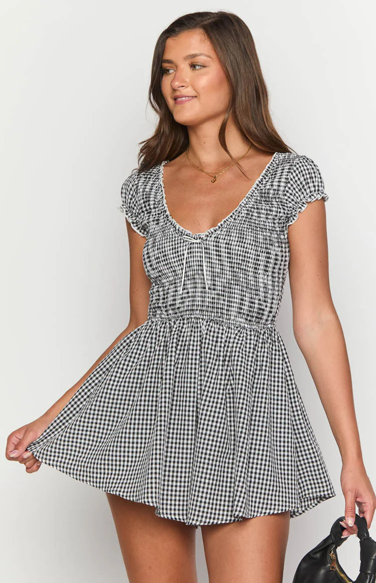 Raldo Black Gingham Playsuit | Beginning Boutique (US)