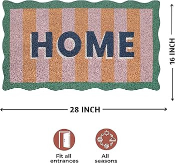 Folkulture Welcome Matt Outdoor | 16 x 28 Scalloped Home Door Mats for Front Door Mat Outside Ent... | Amazon (US)